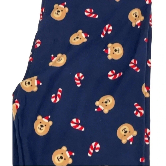 Lularoe Dream Holiday Bear Candy Cane Tween Size Leggings NWOT - Picture 2 of 4